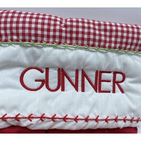 Pottery Barn Kids Gunner Scotty Dog Firetruck Christmas Holiday Stocking Quilted - Picture 2 of 11